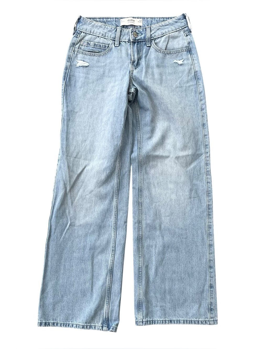 Hollister Light Wash Low Rise Baggy Wide Leg Jeans 0R W25 Y2K style